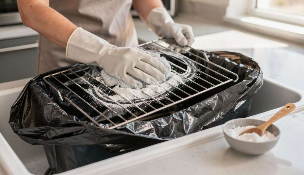 Zo maak je een aangekoekt ovenrooster schoon met alleen een vuilniszak en soda