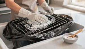 Zo maak je een aangekoekt ovenrooster schoon met alleen een vuilniszak en soda